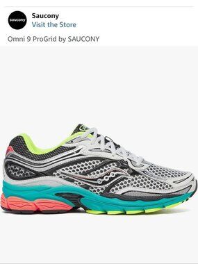 Saucony Womens Progrid 9 Silver Mesh Running Shoes Multi Color, Sz 7.5M" NWT